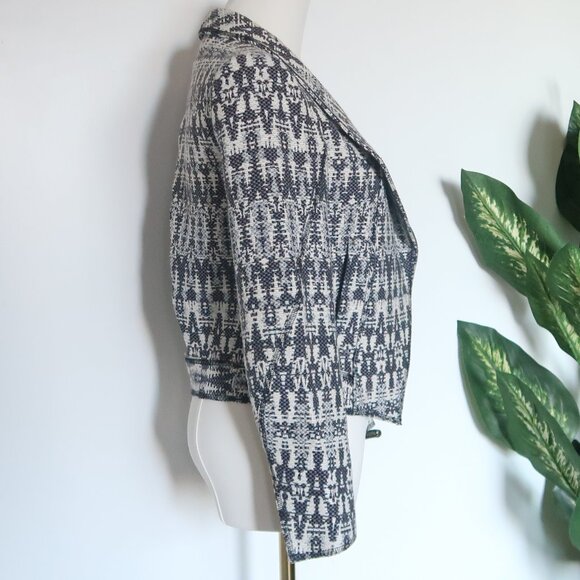 Derek Lam 10 Crosby Tweed Cropped Open-Front Long Sleeve Cutout Jacket Blazer 0 - Picture 7 of 13